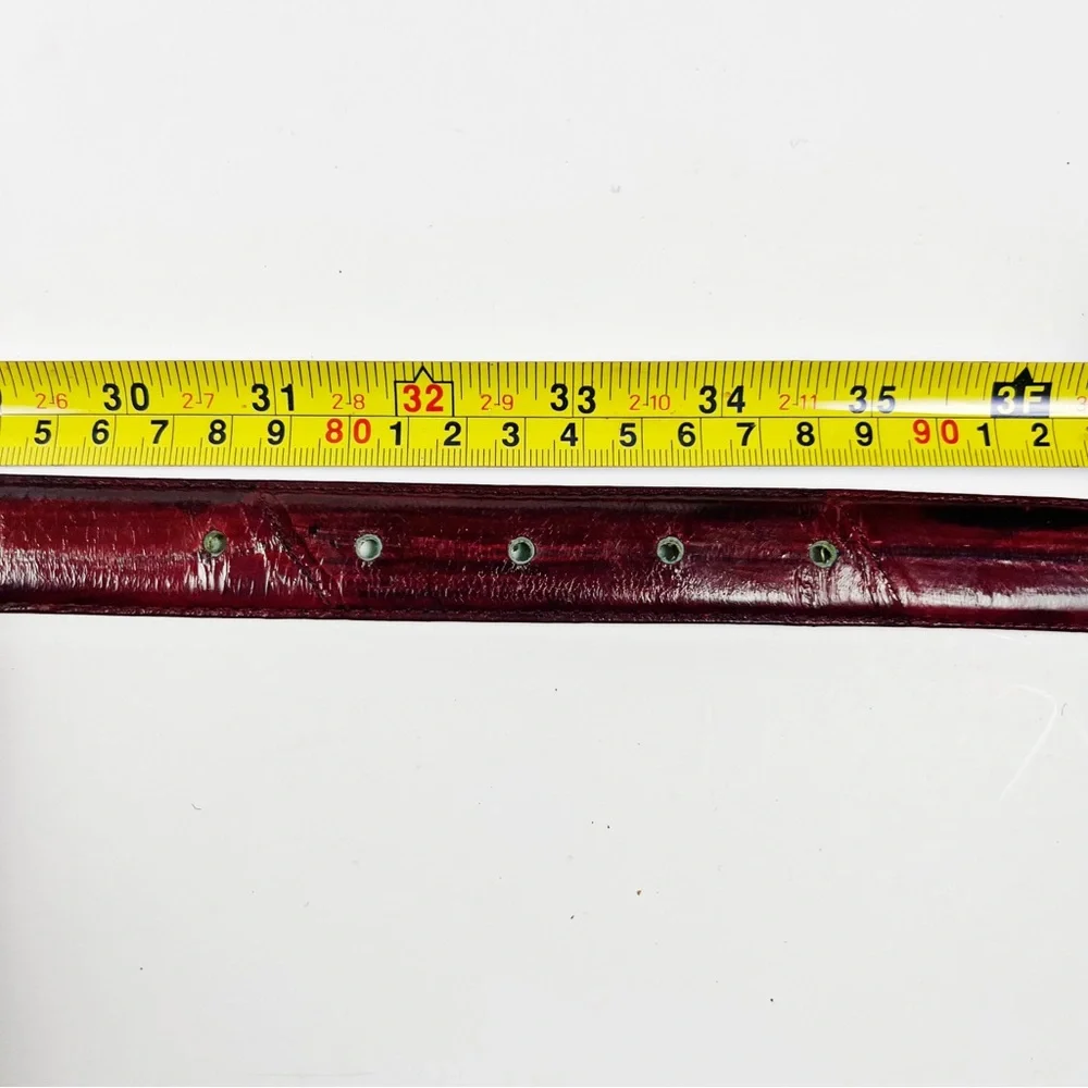 Woman’s Genuine EELSKIN 1” Burgundy Belt Size 34” NWOT